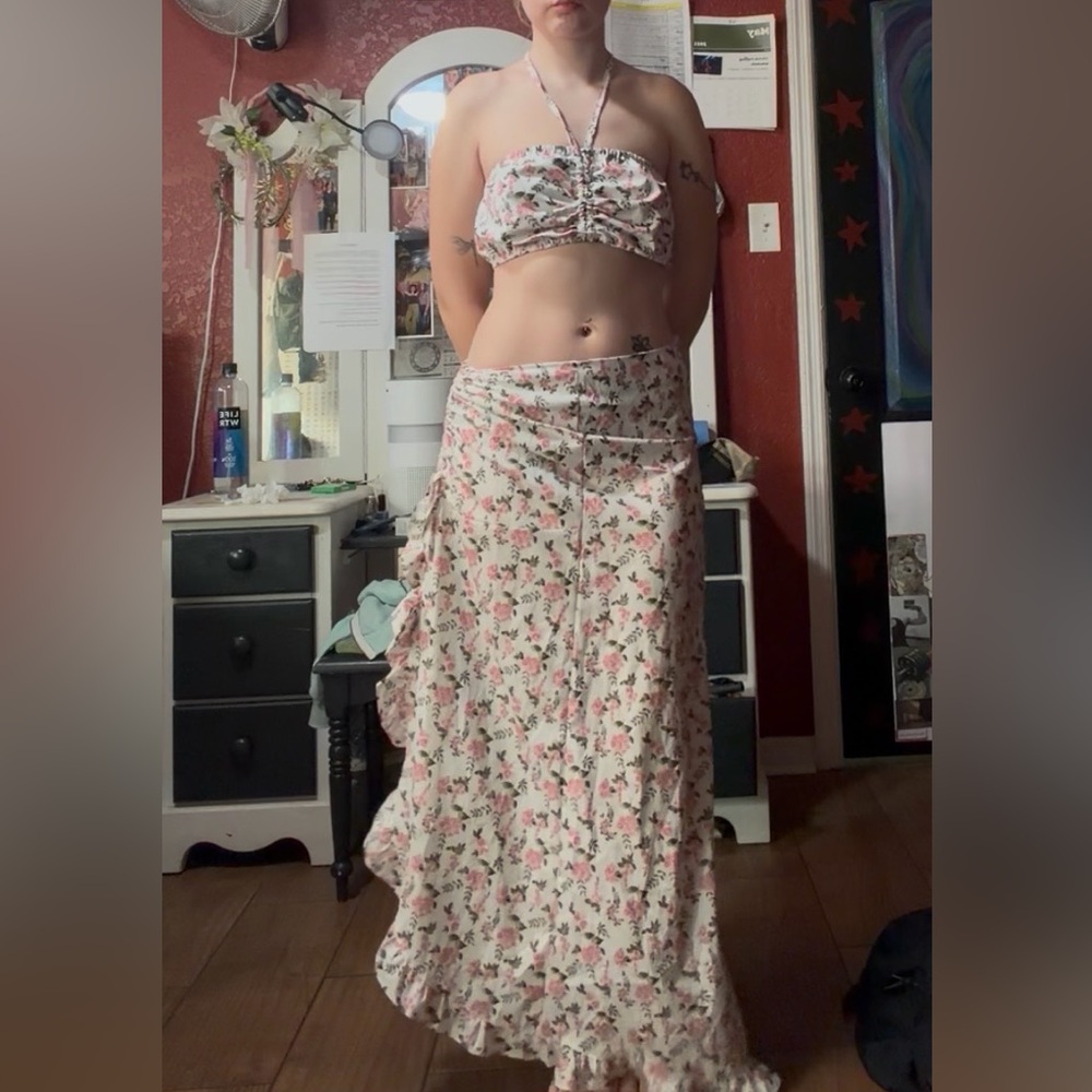 Chic Floral Print Maxi Set